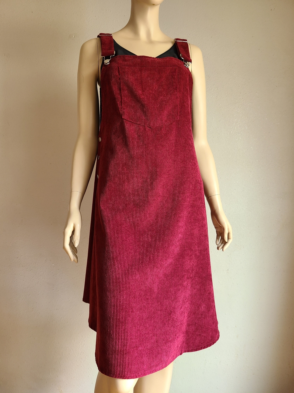 Women’s Burgundy Corduroy Pinafore Dress